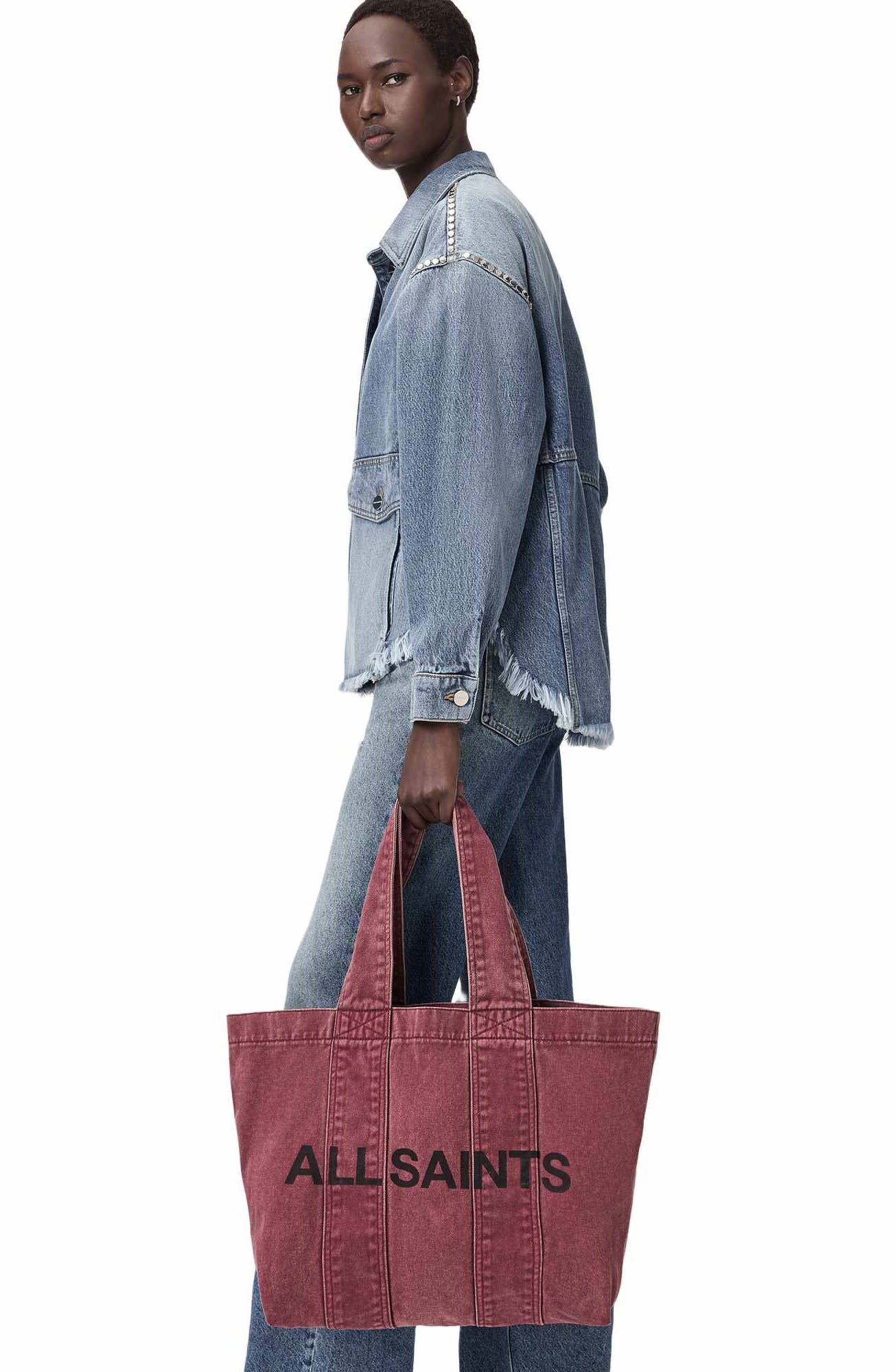 AllSaints Izzy Denim Tote, Alternate, color, Raspberry Pink