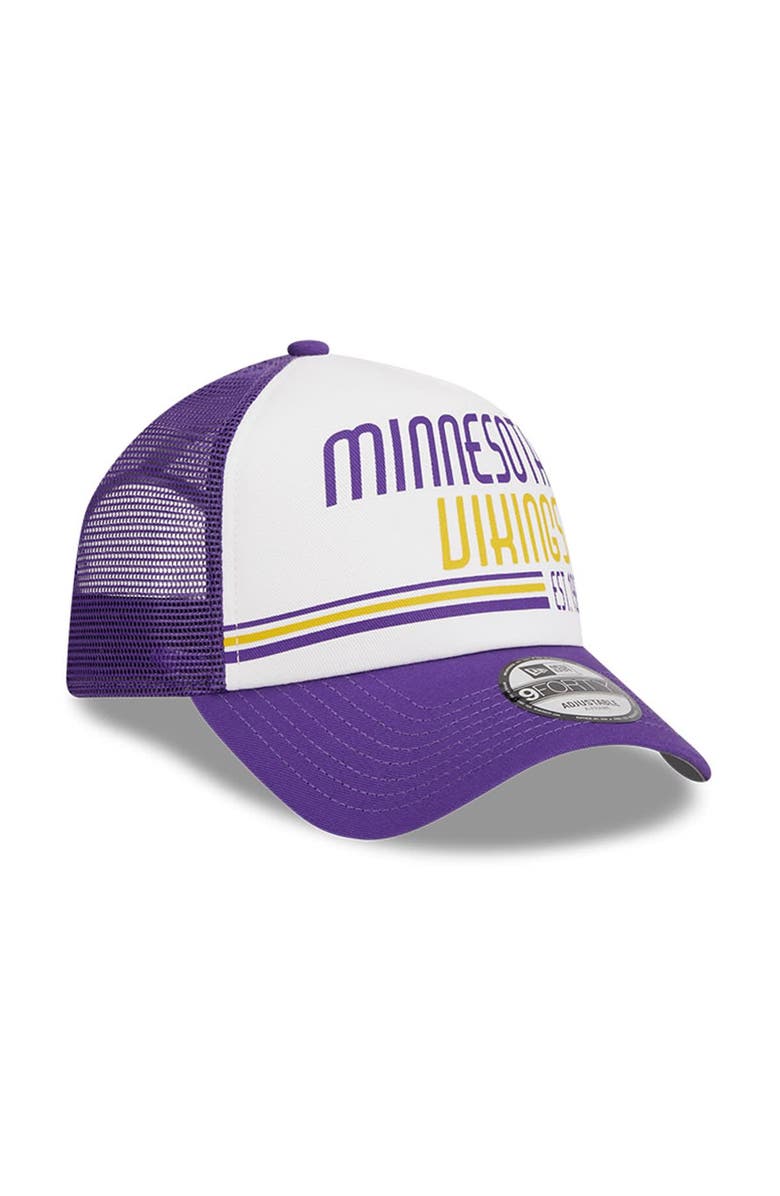 New Era Men's New Era White/Purple Minnesota Vikings Stacked A-Frame Trucker 9FORTY Adjustable Hat, Alternate, color, 