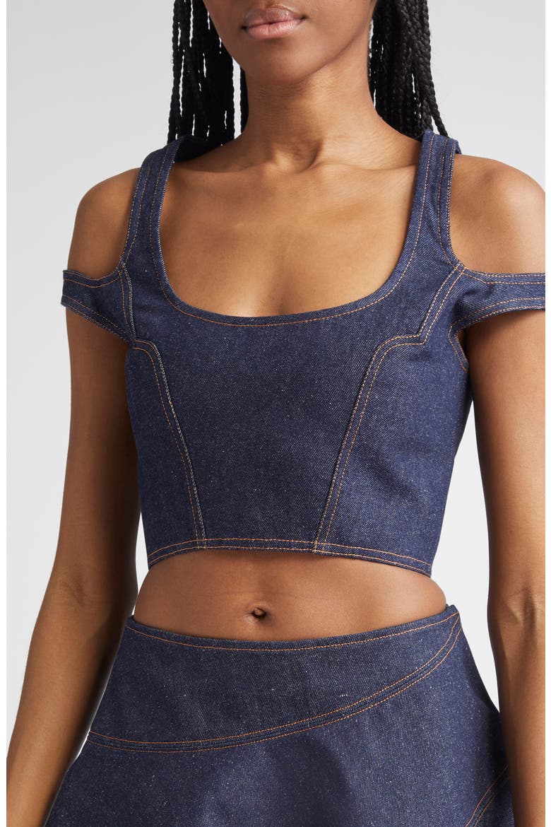 Gender Inclusive FillHim Denim Corset Top, Alternate, color, INDIGO