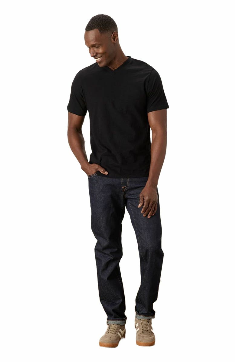 Pact Organic Cotton Featherweight Slub V-Neck Tee, Main, color, Black