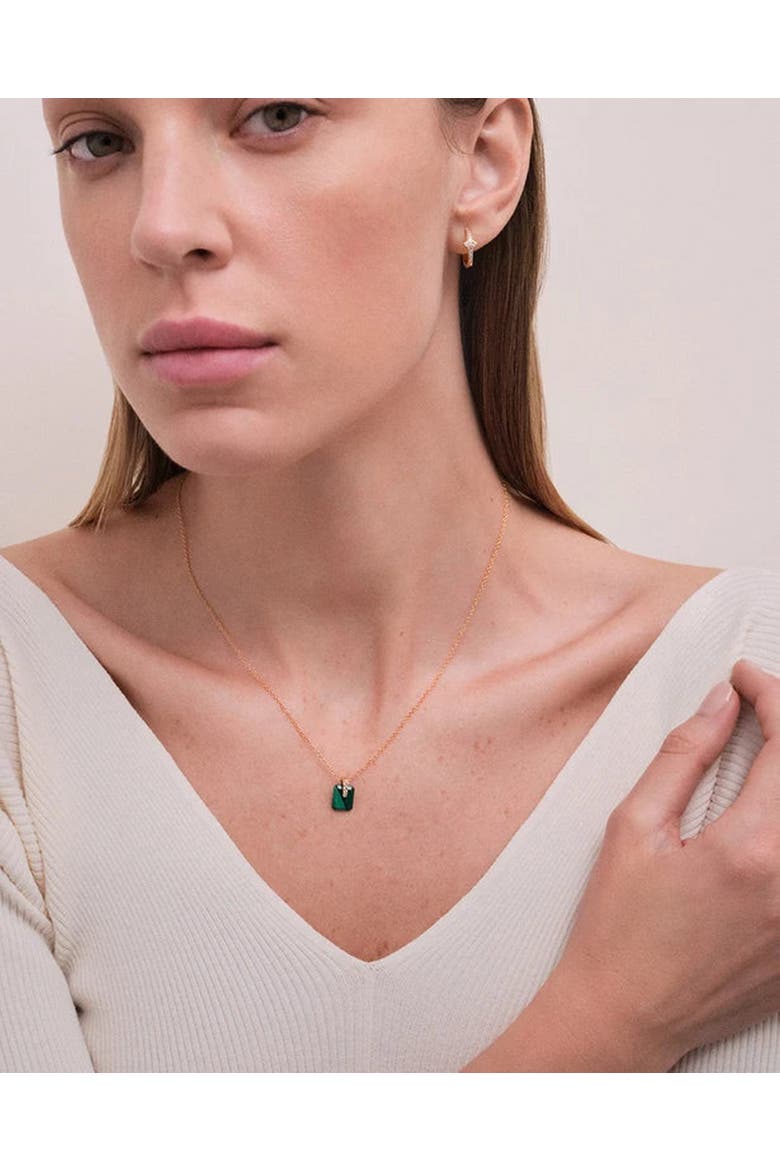Gold Deco Malachite Pendant Necklace, Alternate, color, Malachite