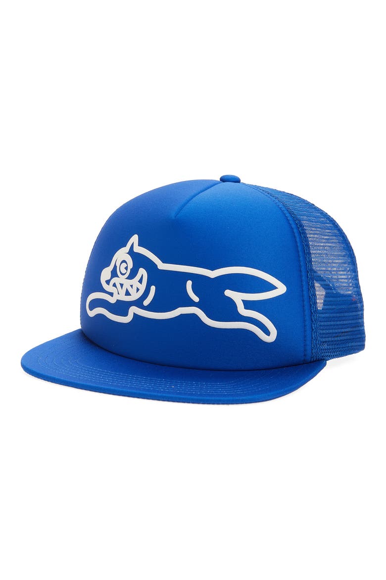 Running Dog Trucker Hat, Main, color, VICTORIA BLUE