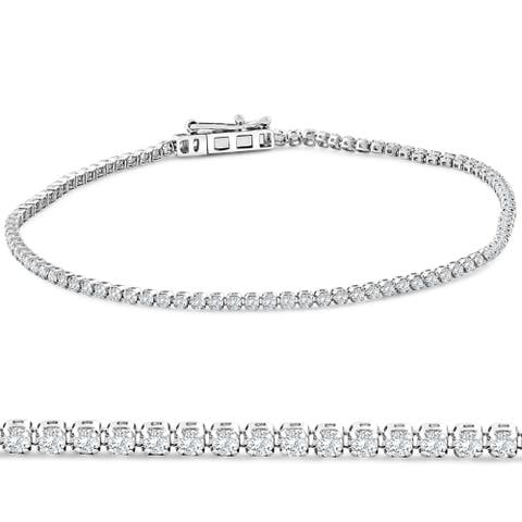 2Ct Diamond Lightweight 7" Tennis Bracelet 14k Gold Lab Grown