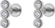 Outofoffice Triple Round Pavé Silver Stud Earrings