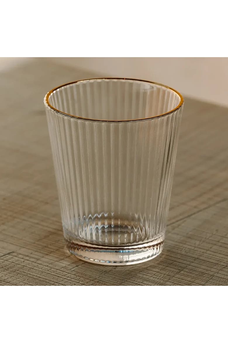 The Ridged Tumbler Set of Four, Main, color, Gold Rim