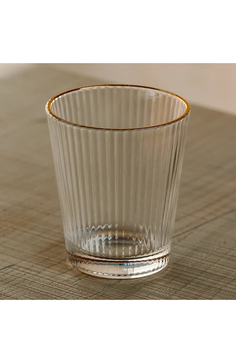 House of Revelry The Ridged Tumbler Set of Four, Main, color, Gold Rim