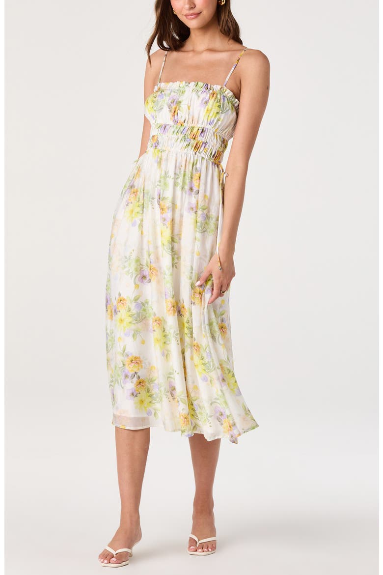 Maren Floral Print A-Line Dress, Alternate, color, WHITE MULTI FLORAL