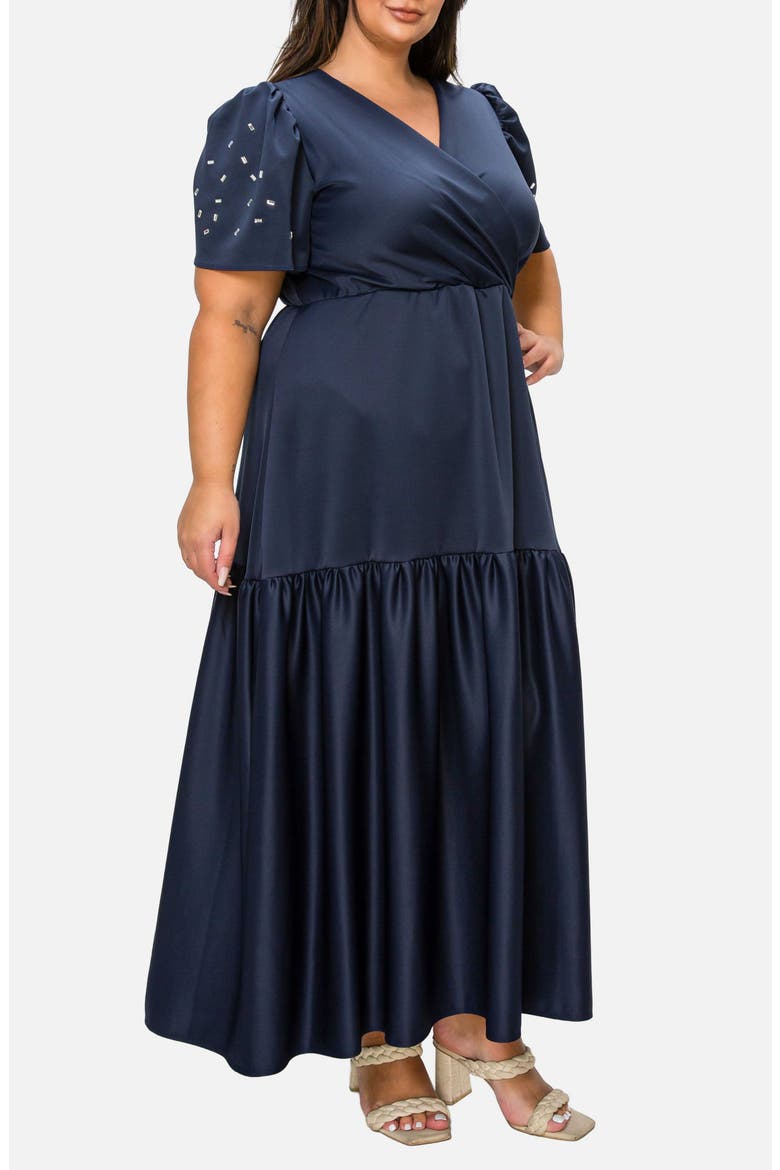 Starlit Soiree Rhinestone Maxi Dress, Alternate, color, NAVY