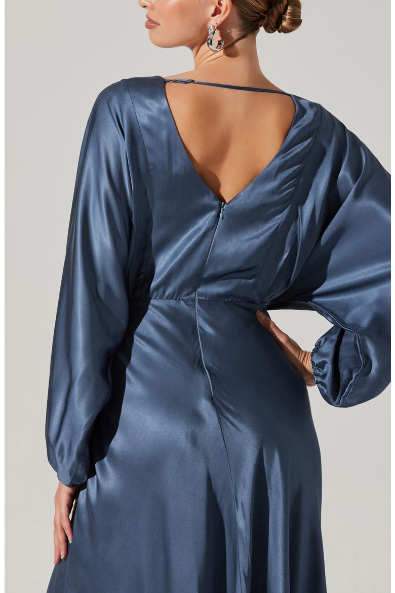 Kimiko Long Sleeve Faux Wrap Dress, Alternate, color, SLATE BLUE