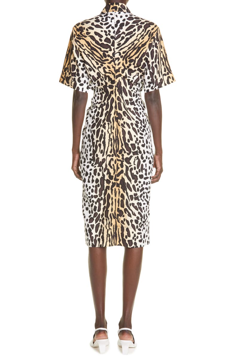 St. John Collection Margay Cat Print Silk Shirtdress, Alternate, color,