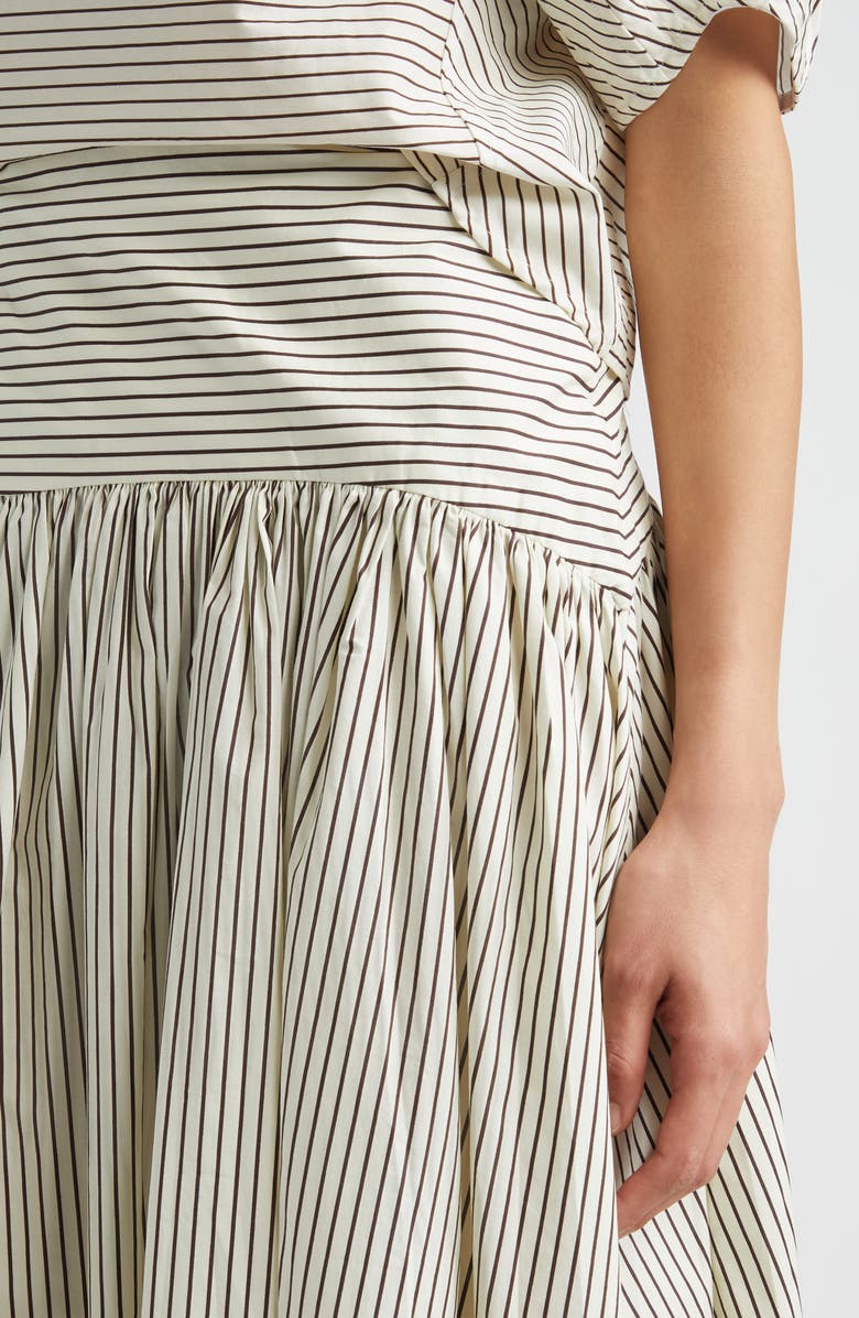 STAUD Procida Stripe Maxi Skirt, Alternate, color, Ivory/ Dark Oak Micro Stripe
