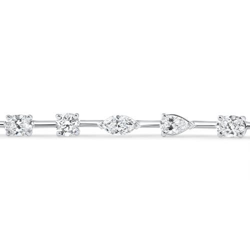 Bliss Diamond 5ct Mixed Cut Diamond Tennis Bracelet 7" 14k Gold Lab Grown In Silver