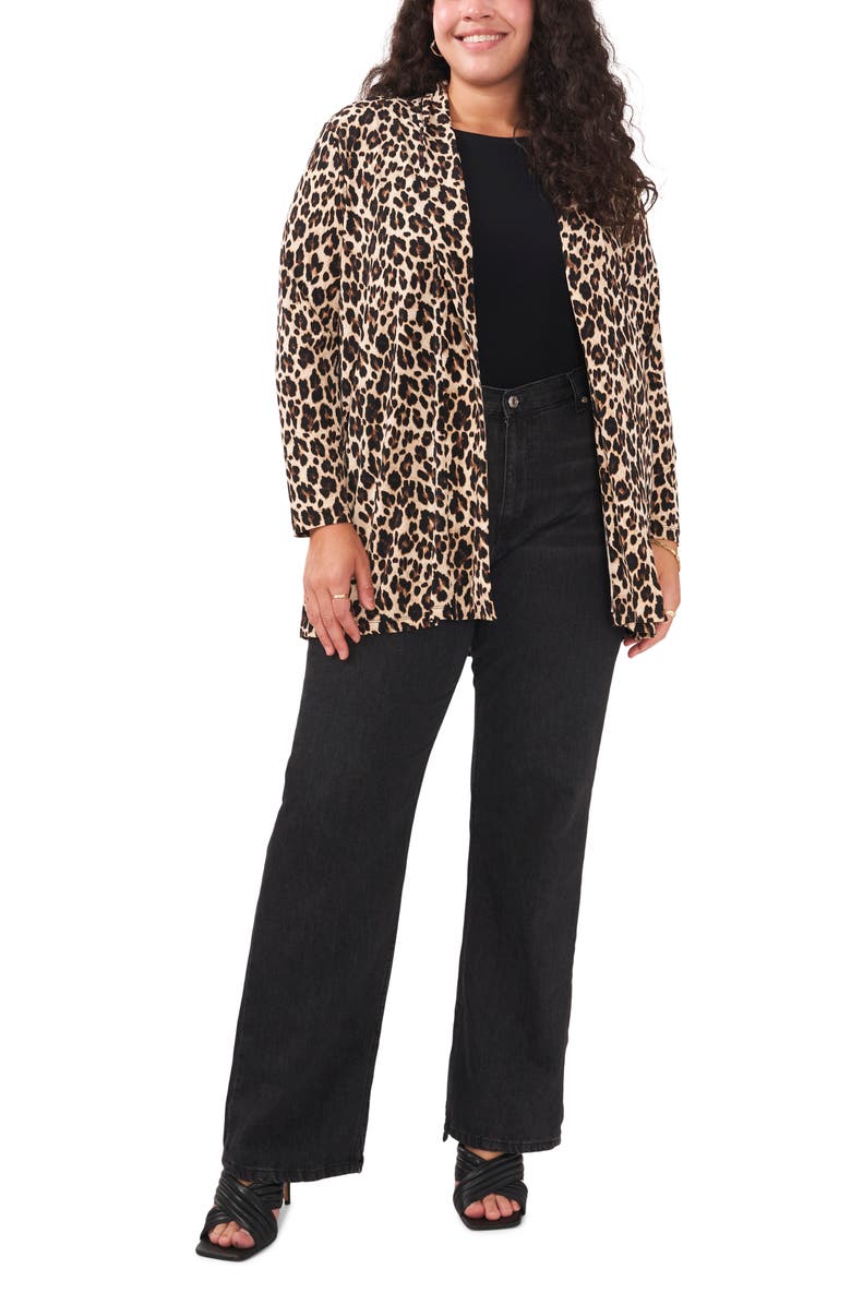 Vince Camuto Leopard Open Front Knit Cardigan, Alternate, color, 