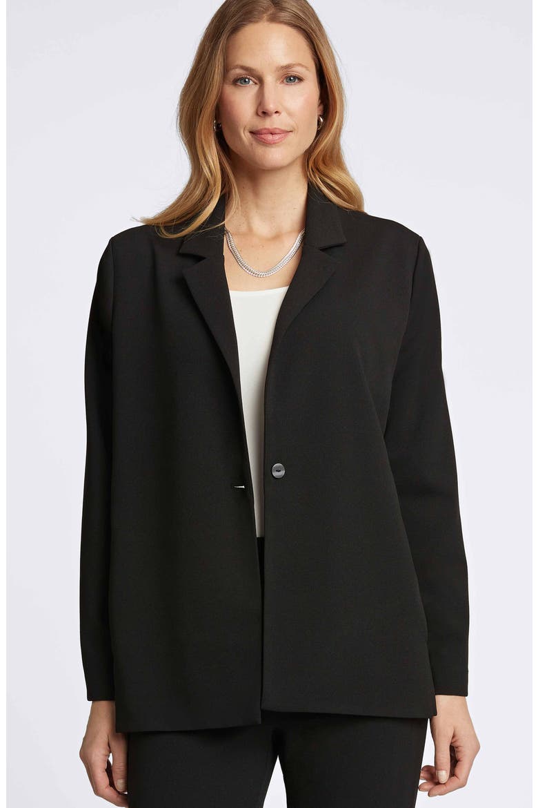 Morgan Crepe Knit Blazer, Alternate, color, BLACK