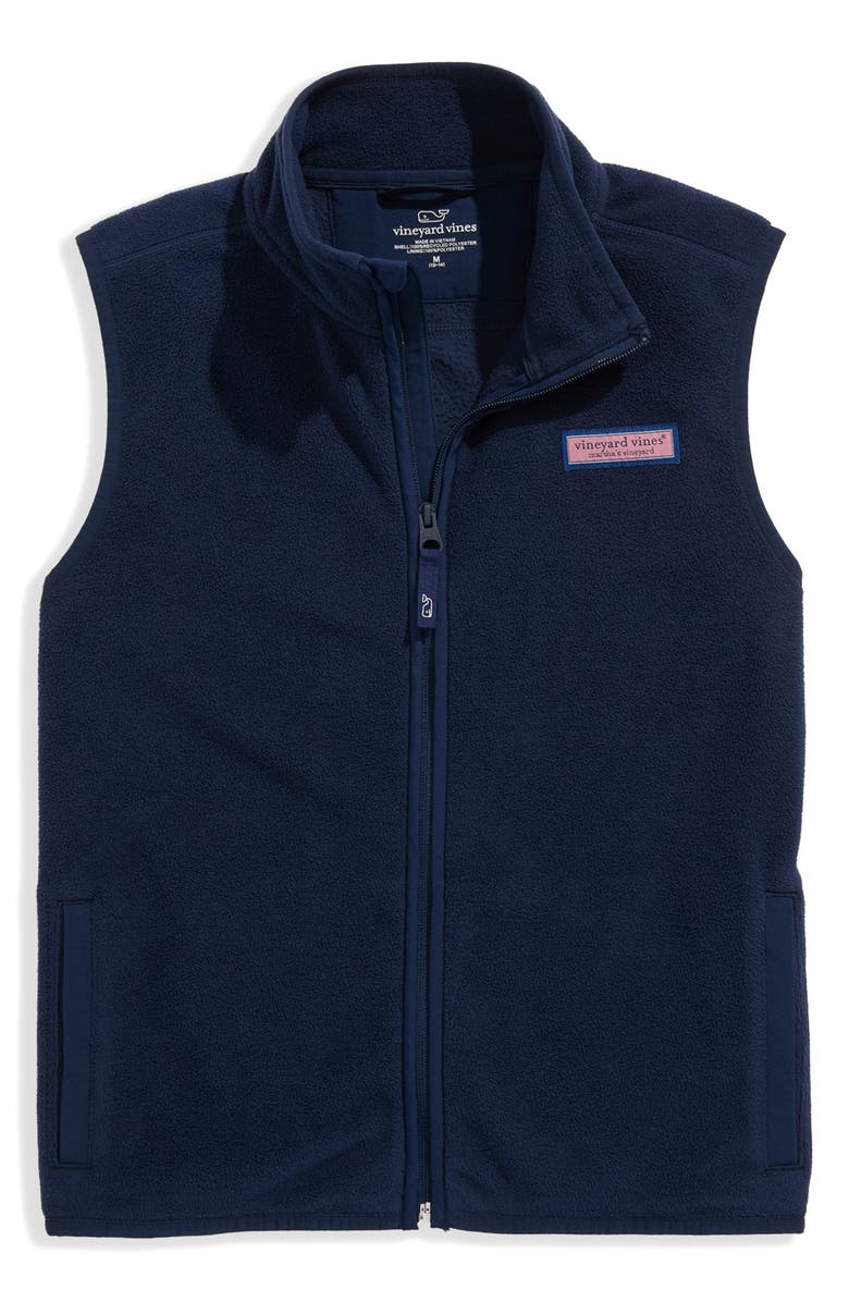 vineyard vines Kids' Harbor Fleece Zip-Up Vest, Main, color, Nautical Navy