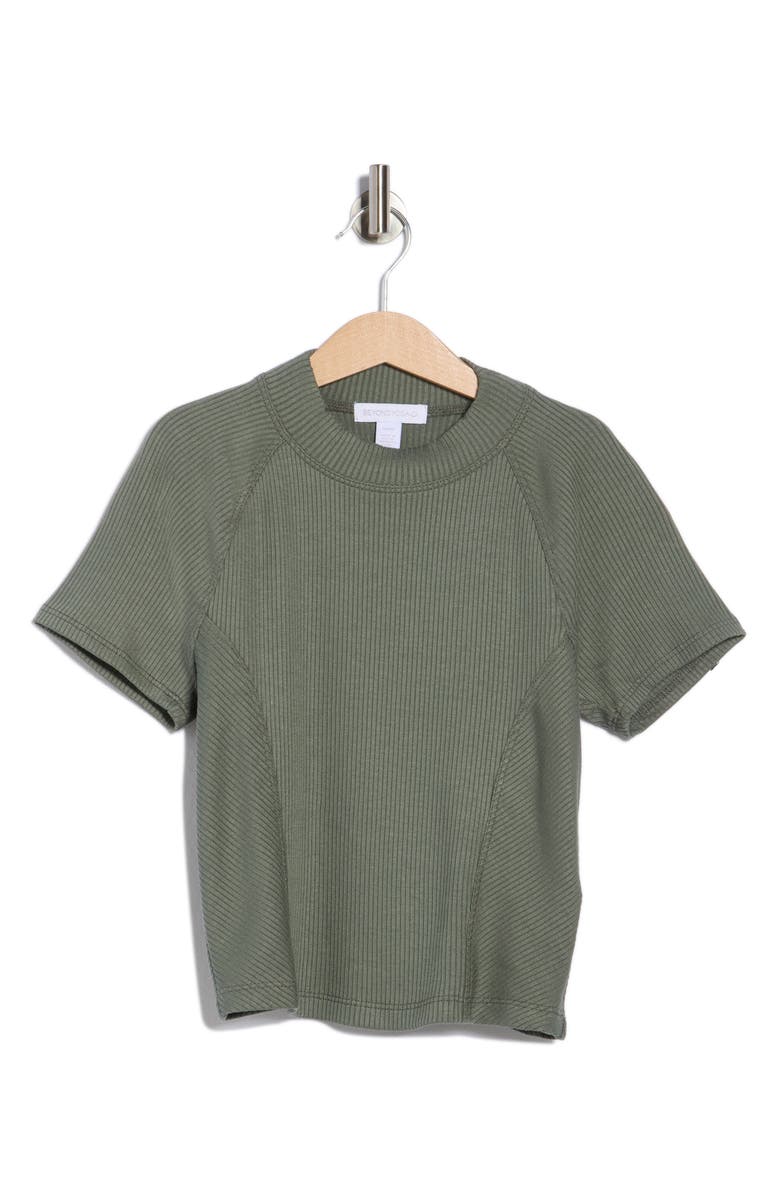 Beyond Yoga Formation Ribbed Crop T-Shirt, Alternate, color, Green Dusk
