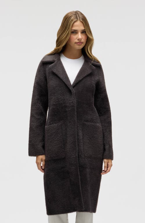 Nvlt Faux Fur Trim Longline Sweater Coat In Black