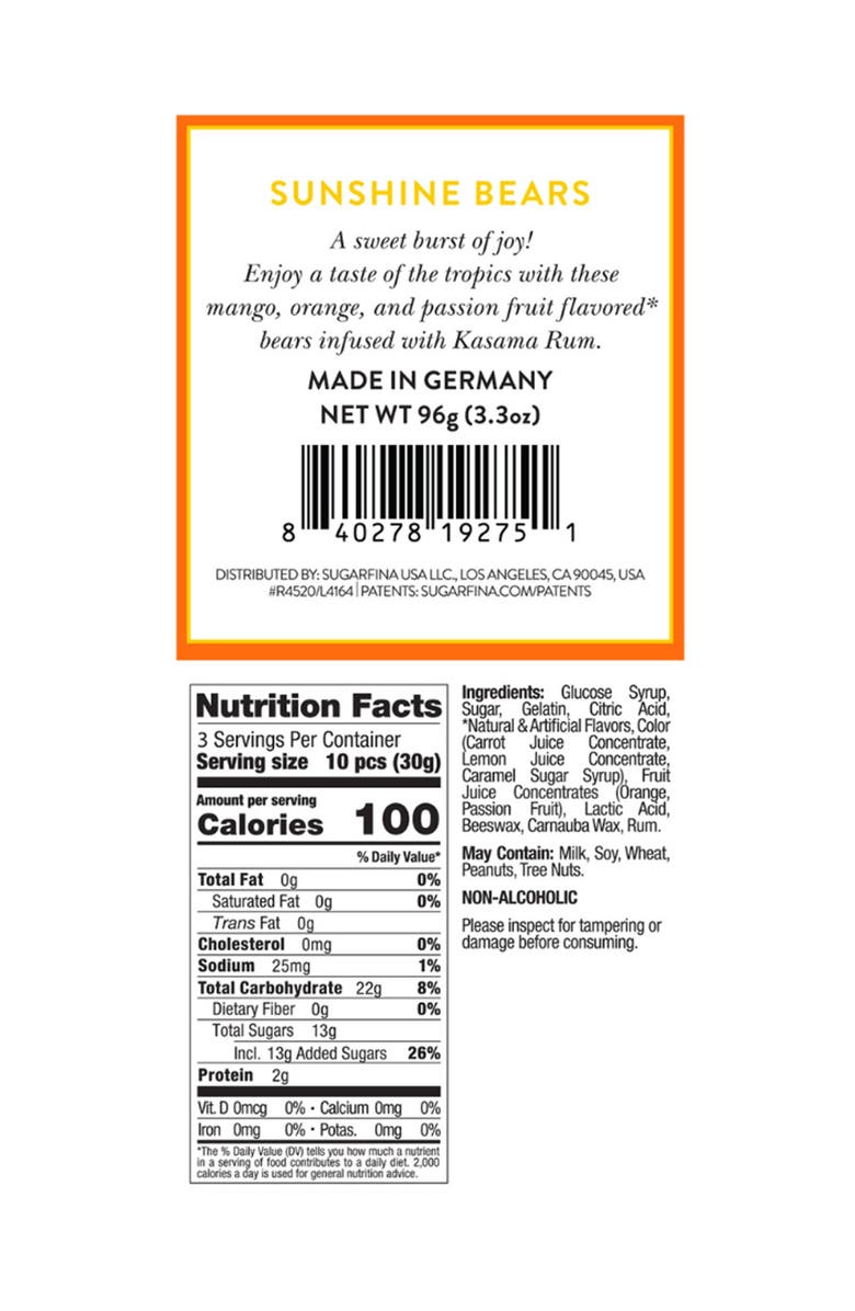 sugarfina Sunshine Bears Set of 3 Candy Cubes, Alternate, color,