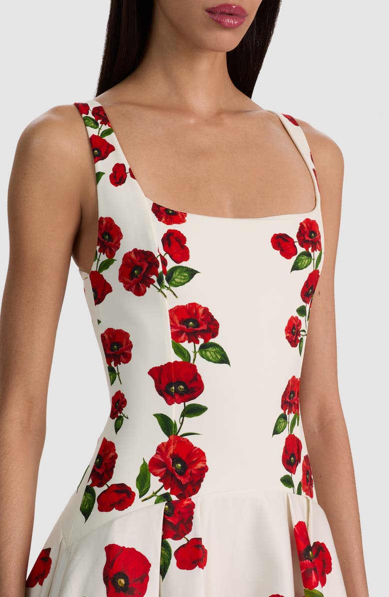 Alice + Olivia Adley Poppy Print Sleeveless Drop Waist Maxi Dress, Alternate, color, Summer Poppy