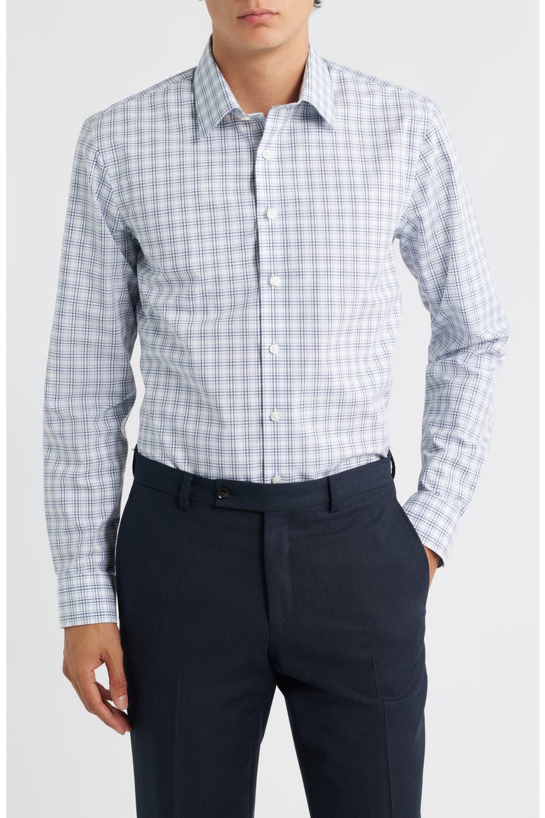 Extra Trim Fit Check Non Iron Cotton Dress Shirt, Main, color, LILAC RAMOS PLAID
