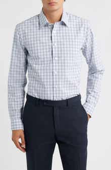 Nordstrom Extra Trim Fit Check Non Iron Cotton Dress Shirt
