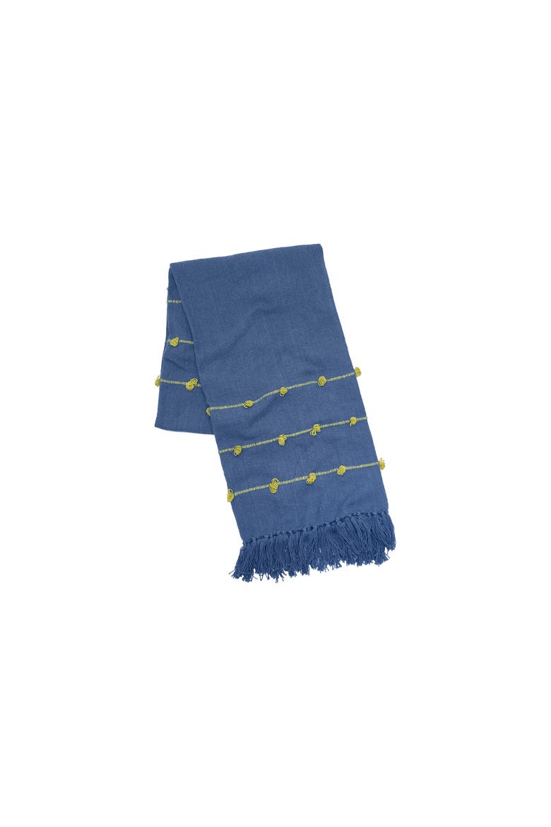 50" x 60" Tabb Indigo & Citron Handcrafted Textured Tufts Throw Blanket, Main, color, Blue
