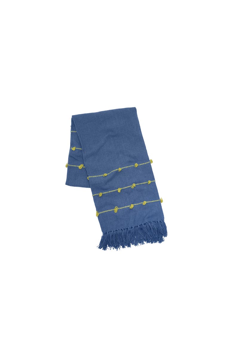 carol & frank 50" x 60" Tabb Indigo & Citron Handcrafted Textured Tufts Throw Blanket, Main, color, Blue
