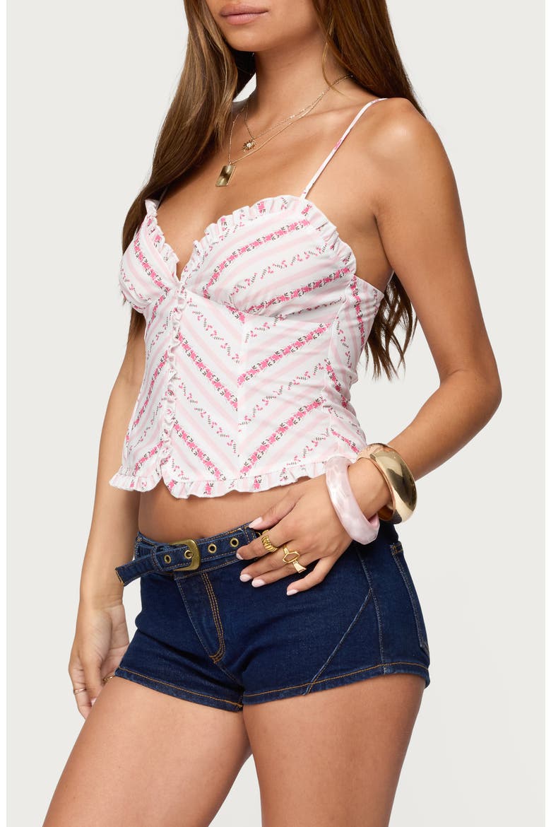 Alaine Floral Stripe Cotton Blend Camisole, Alternate, color, PINK MULTI