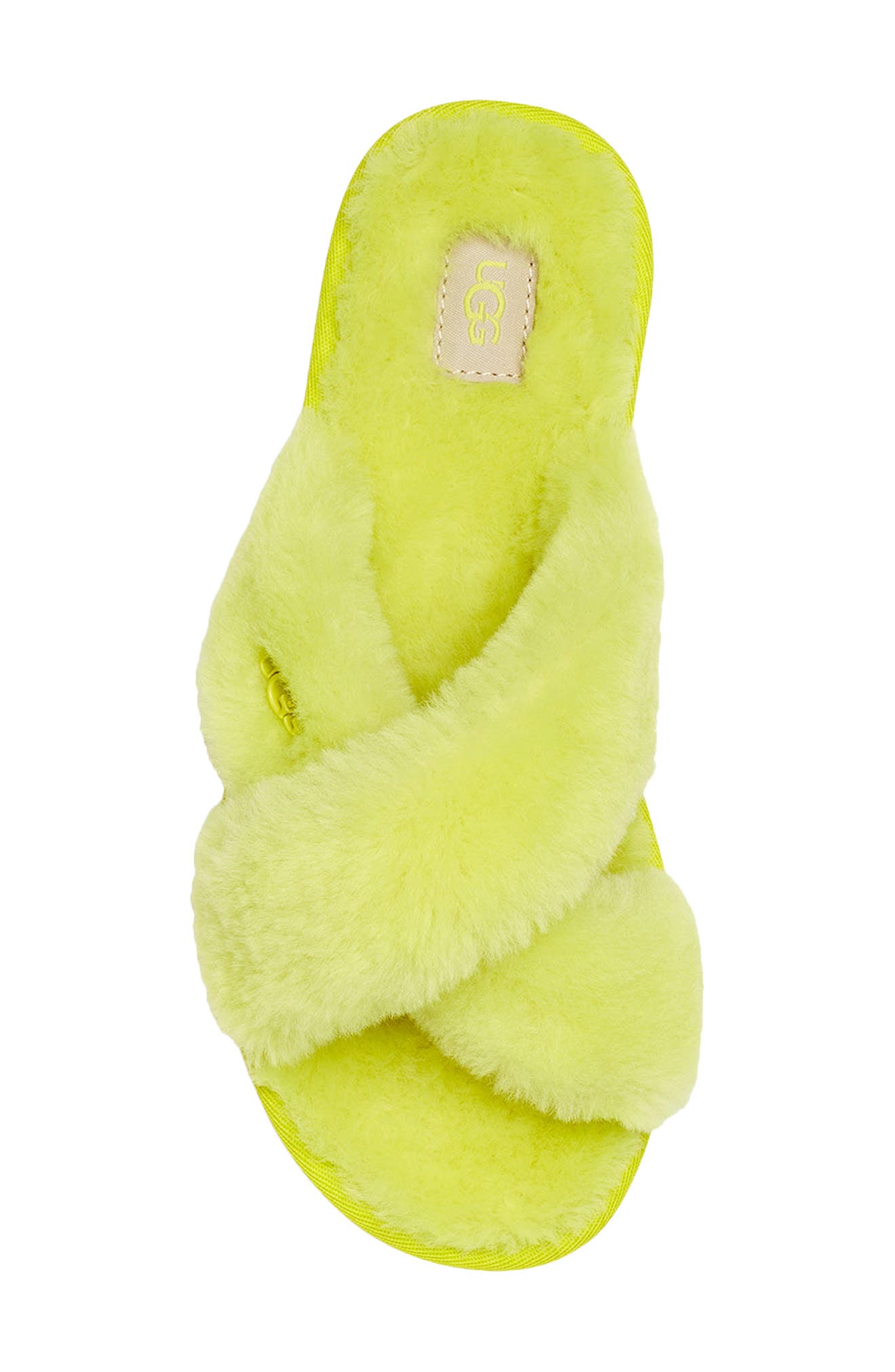 Fuzzette Genuine Shearling Slipper, Alternate, color, SULFUR