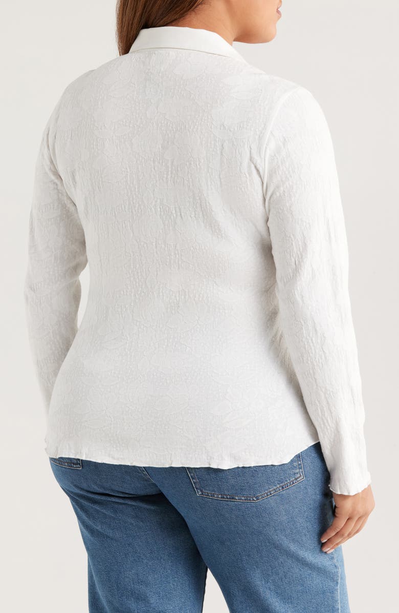 NIC+ZOE Lace Pattern Cotton Knit Top, Alternate, color, Paper White