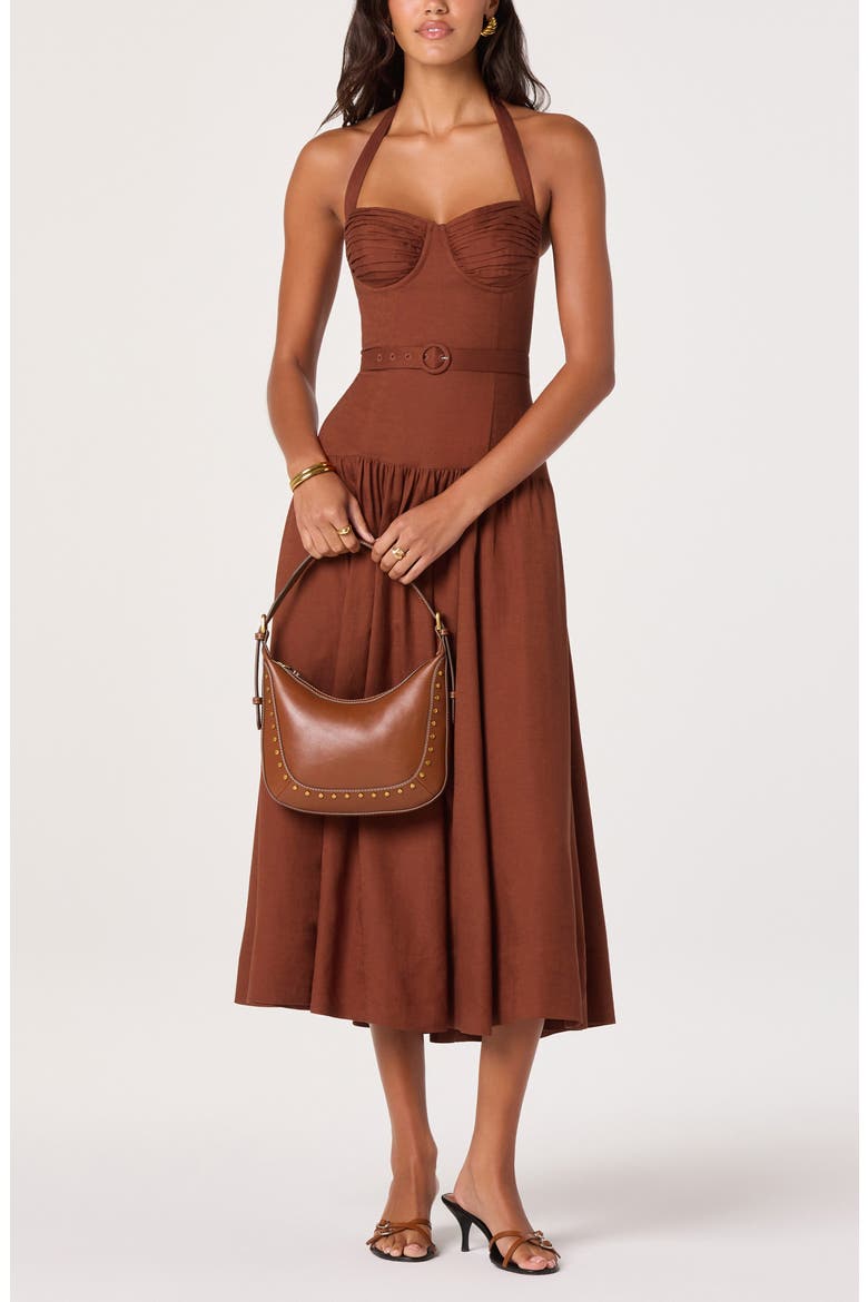 Katinka Halter Midi Dress, Alternate, color, RUST