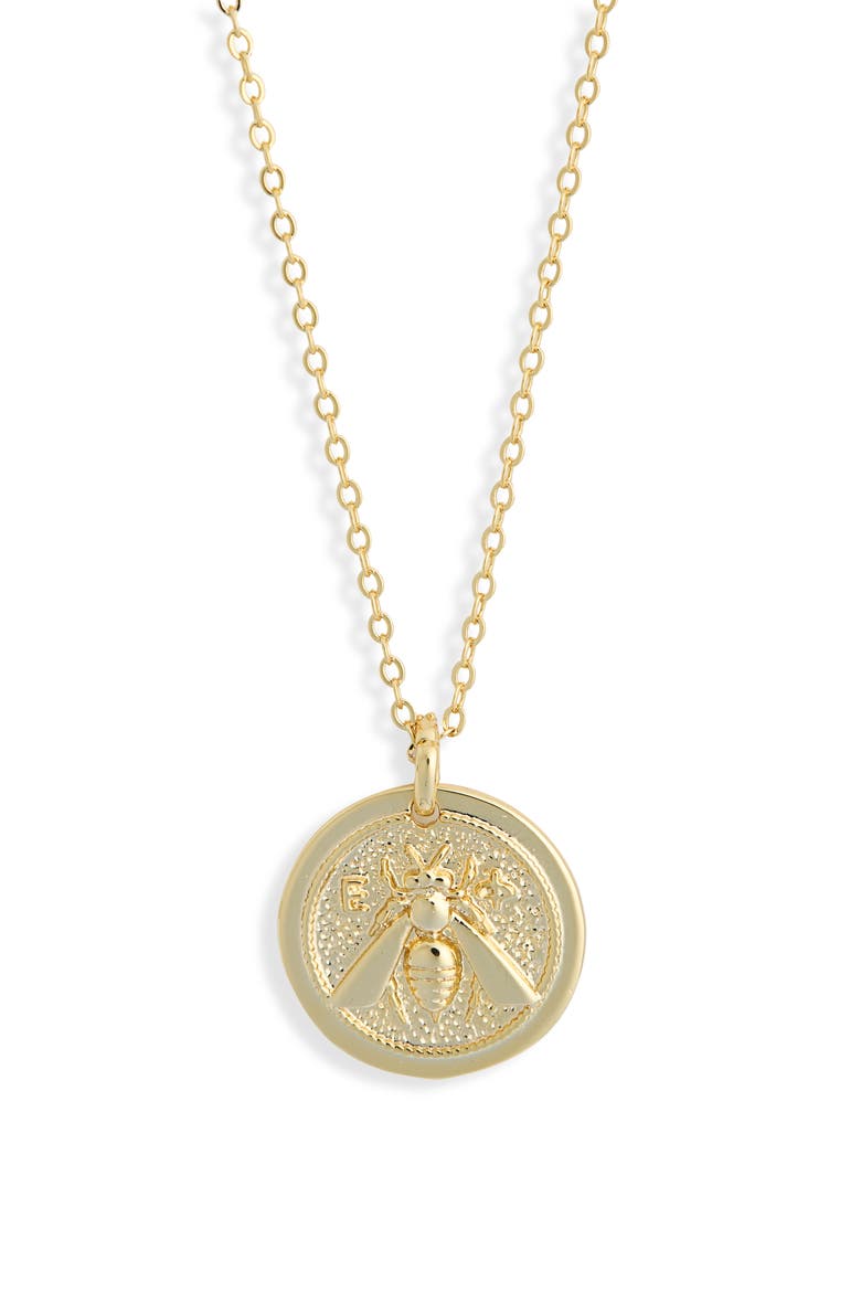 Honey Bee Pendant Necklace, Main, color, GOLD