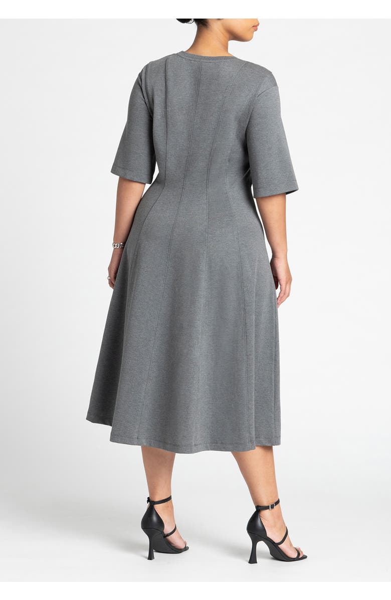 ELOQUII Seam Detail Ponte Work Dress, Alternate, color, Grey Heather