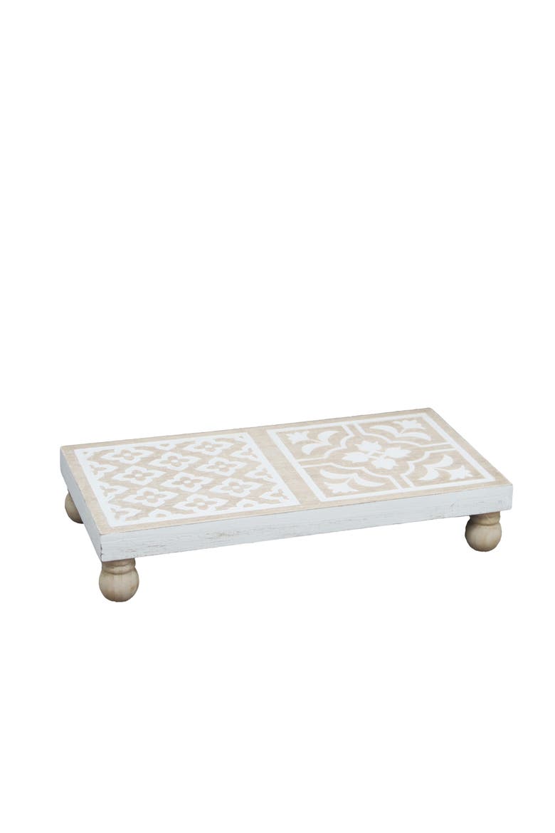 Carved Riser with Double Damask, Main, color, White