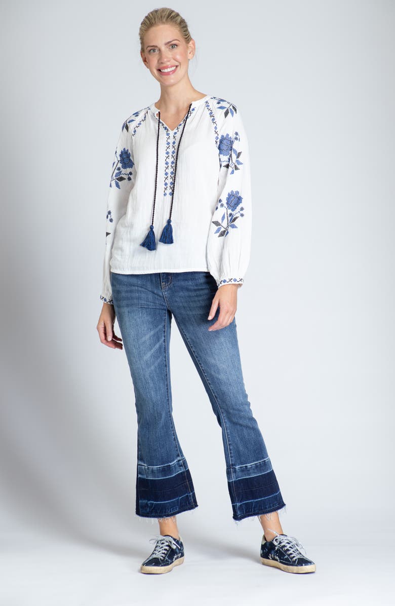 APNY Embroidered Cotton Gauze Peasant Top, Alternate, color, 