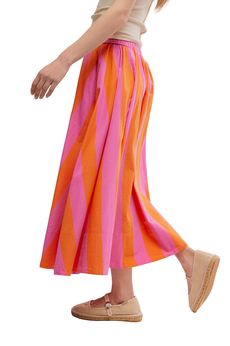 Lowen Stripe Cotton Midi Skirt, Alternate, color, PINK COMBO