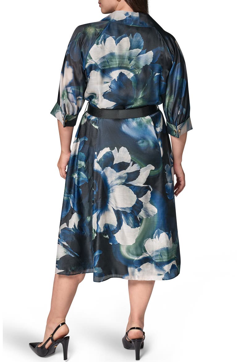 Floral Organza Shirtdress, Alternate, color, BLACK FORE