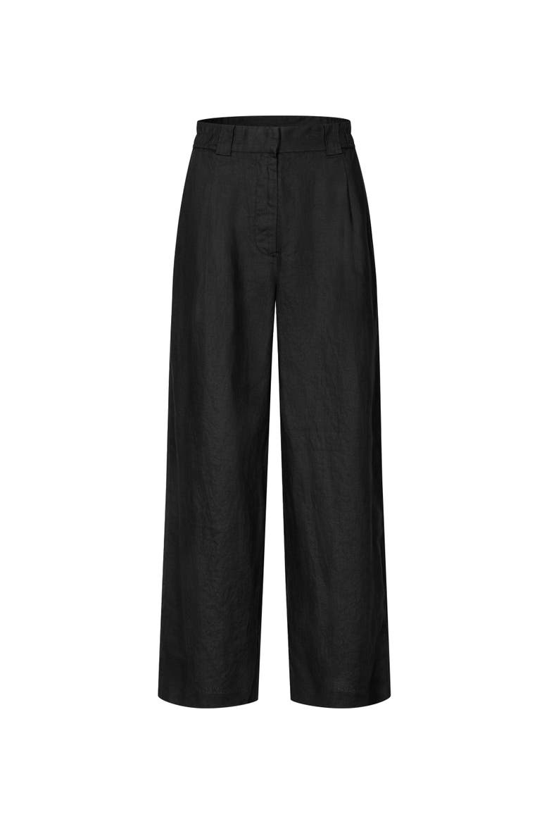 Mapriselle Wide-Leg Linen Trousers, Alternate, color, Black