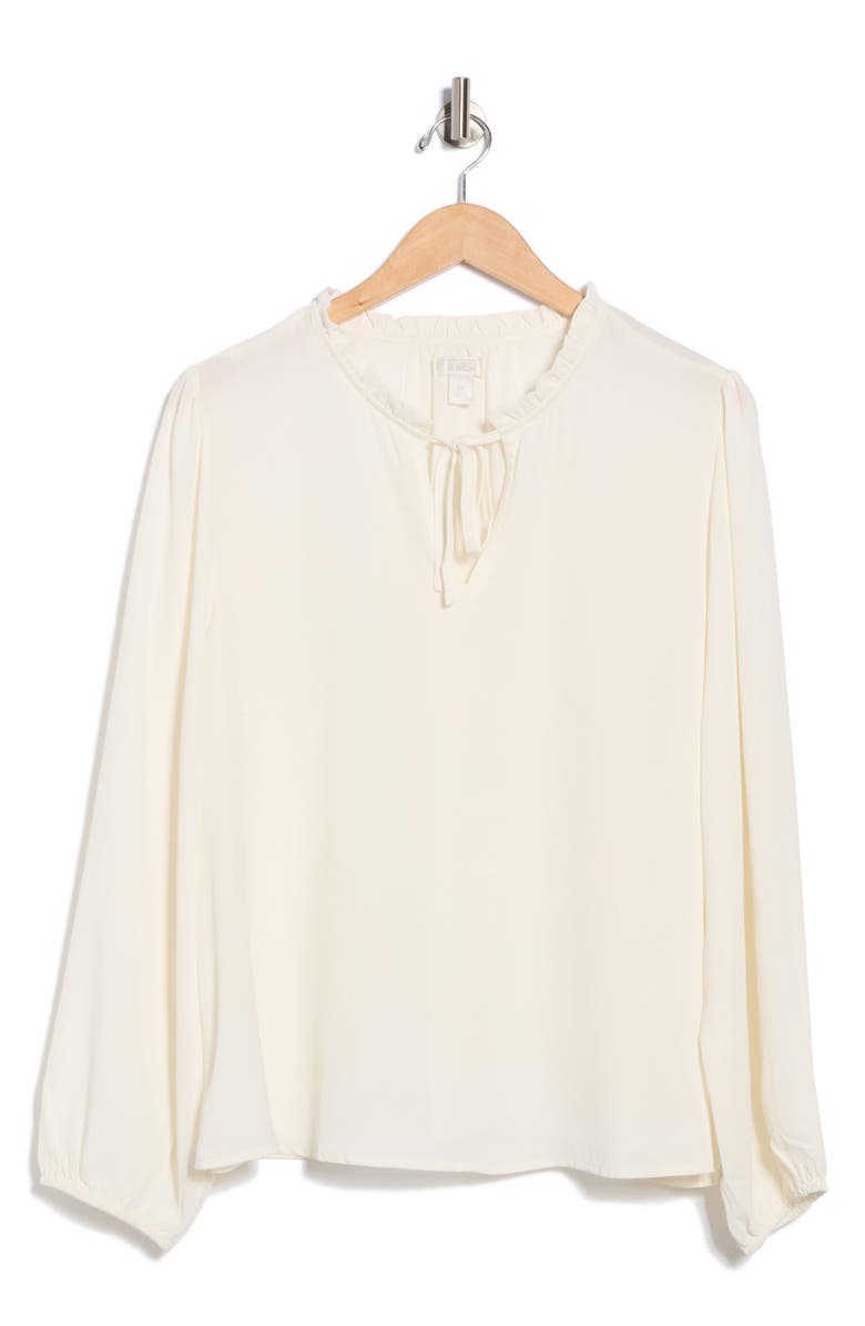 NORDSTROM RACK Ruffle Neck Top, Alternate, color, Ivory Tofu