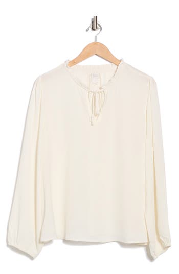 Nordstrom Rack Ruffle Neck Top In White