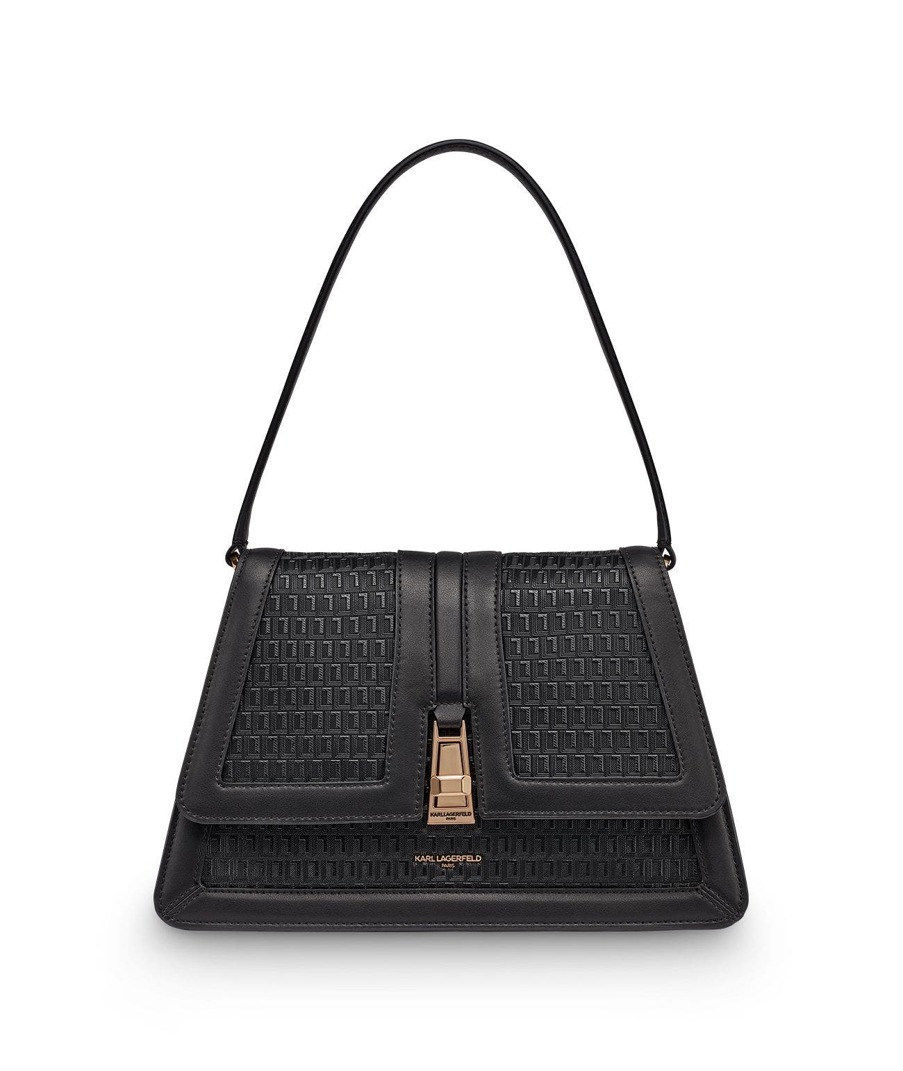 KARL LAGERFELD PARIS Mercerie Shoulder, Main, color, Black/Gold
