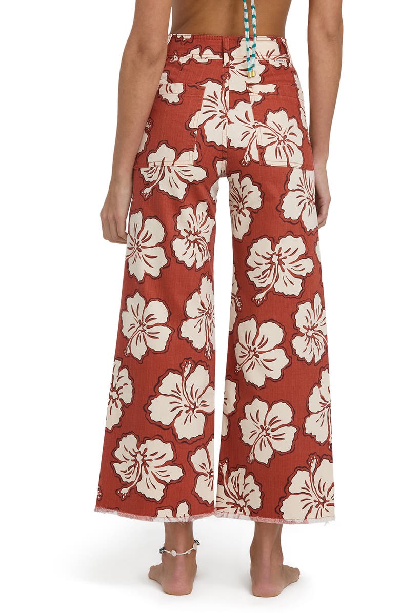Billabong Free fall Print Wide Leg Twill Pants, Alternate, color, Sedona