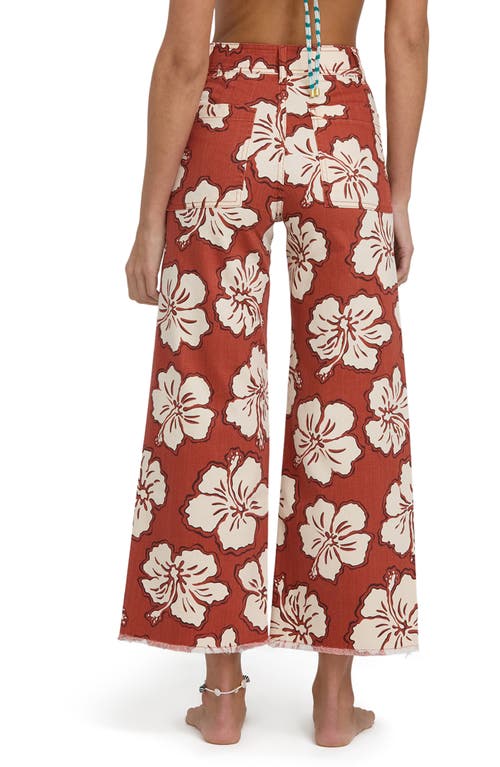 Billabong Free Fall Print Wide Leg Twill Pants In Brown