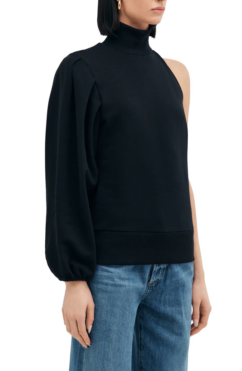 Marcella Rhett One Shoulder Sweatshirt, Alternate, color, Black