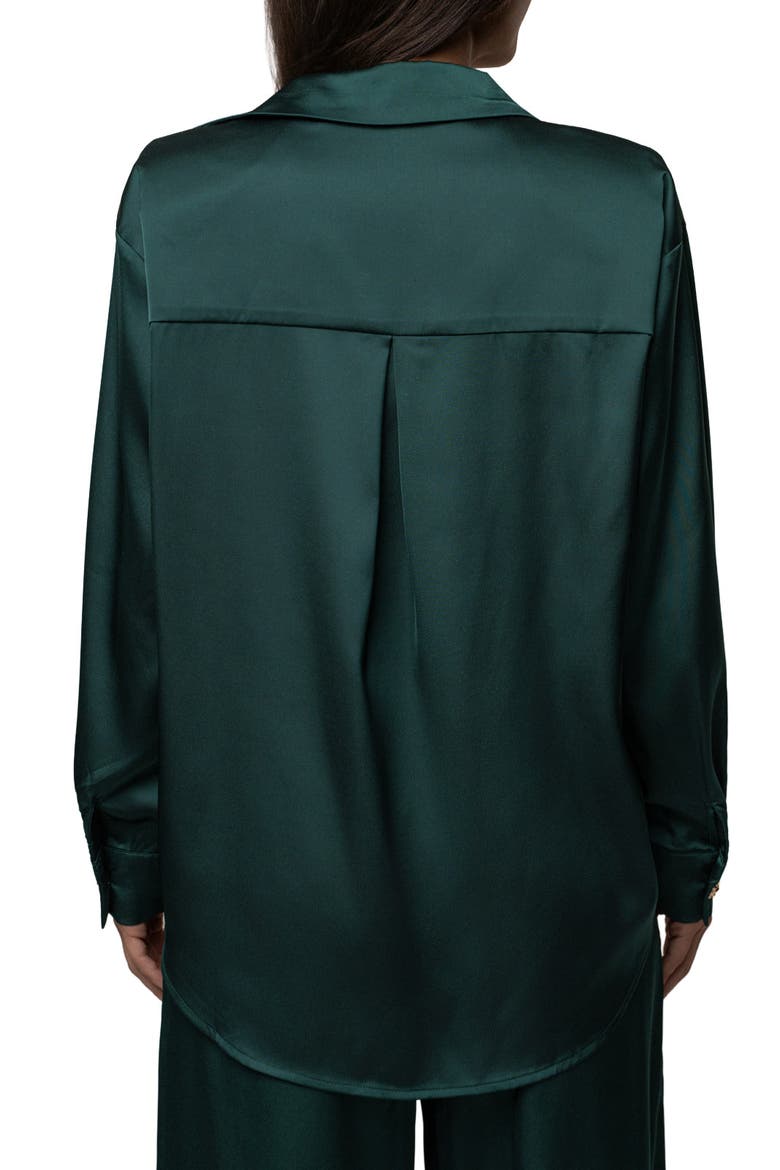 Island Ease Collared Satin Top, Alternate, color, Emerald