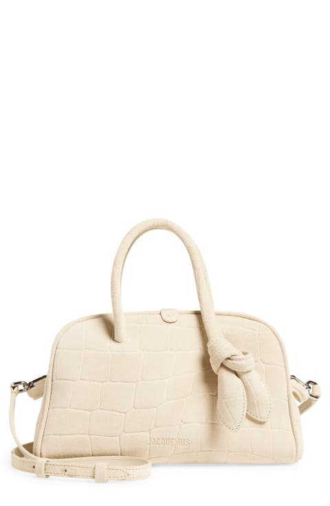 Le Petit Turismo Croc Embossed Suede Bowling Bag