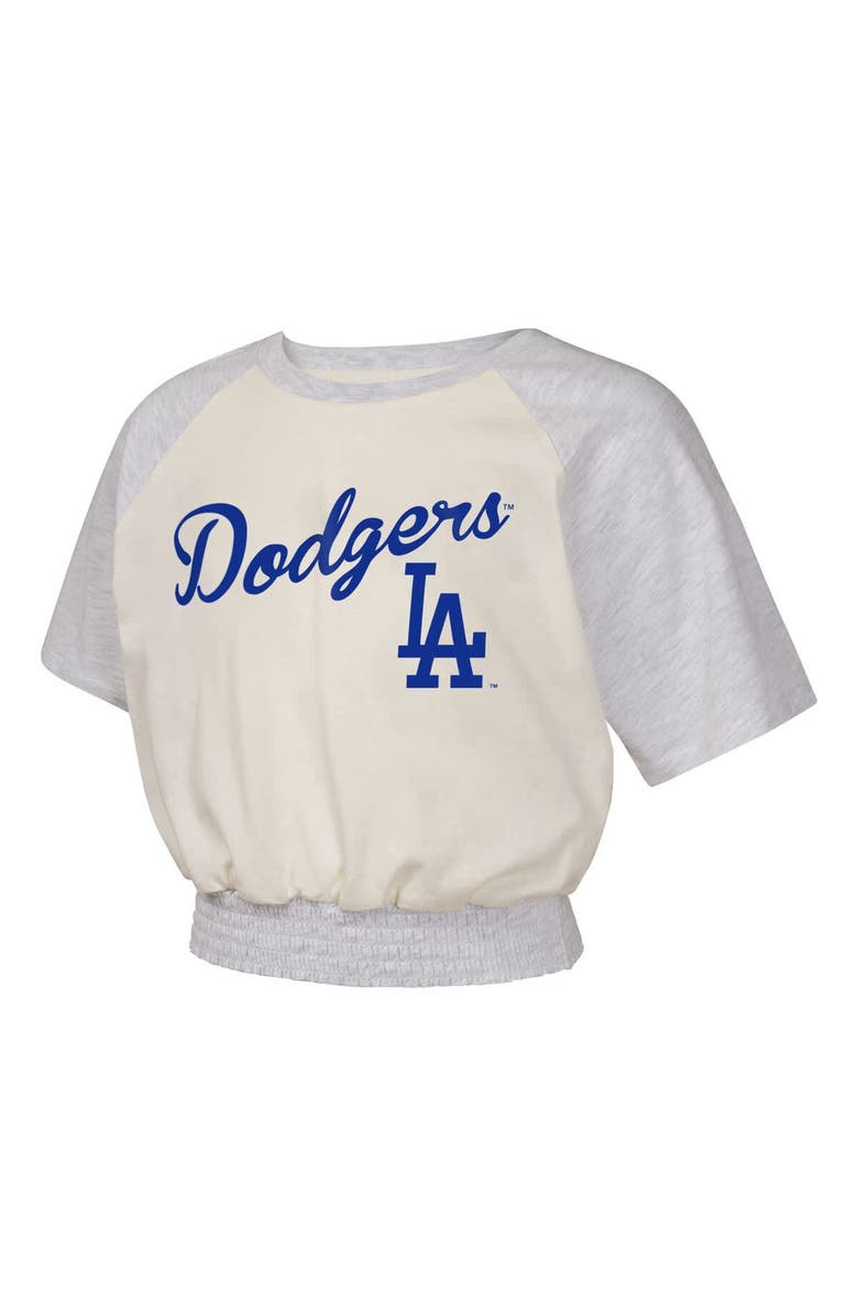 Outerstuff Girls Youth  Cream Los Angeles Dodgers Curve Ball Fashion Raglan T-Shirt, Alternate, color, 