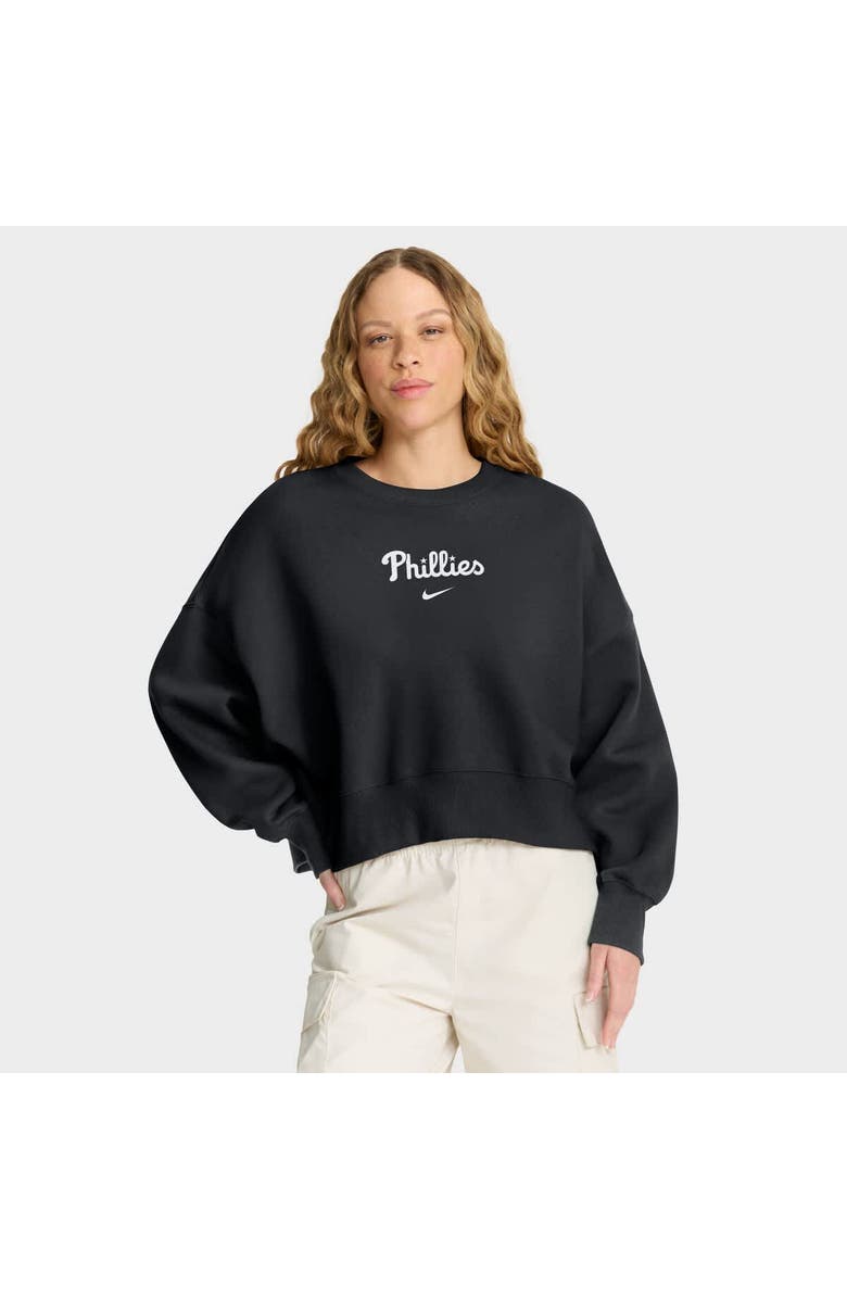 Nike Women's Nike Black Philadelphia Phillies Oversized Primetime Sweatshirt, Main, color, Black