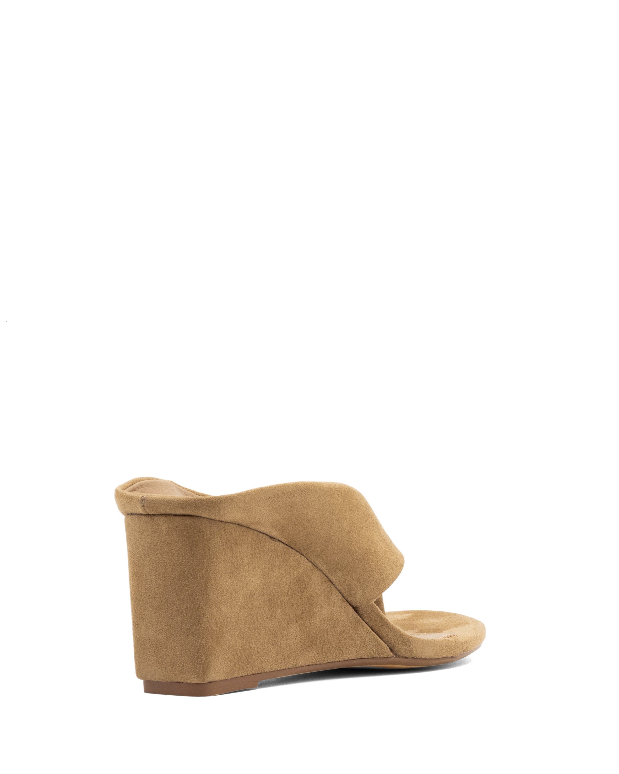 Sera Round Toe Wedge Thong Heel, Alternate, color, Wheat Microsuede