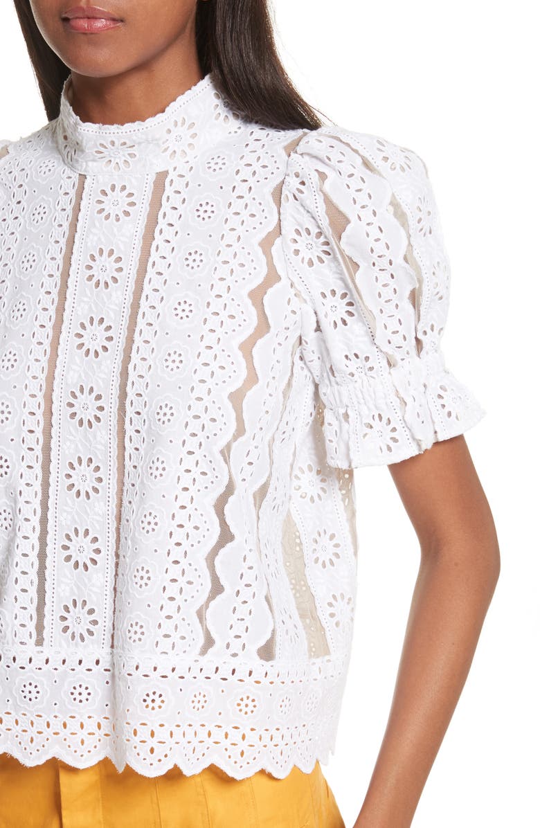 Sea Luna Cotton Eyelet Top, Alternate, color,